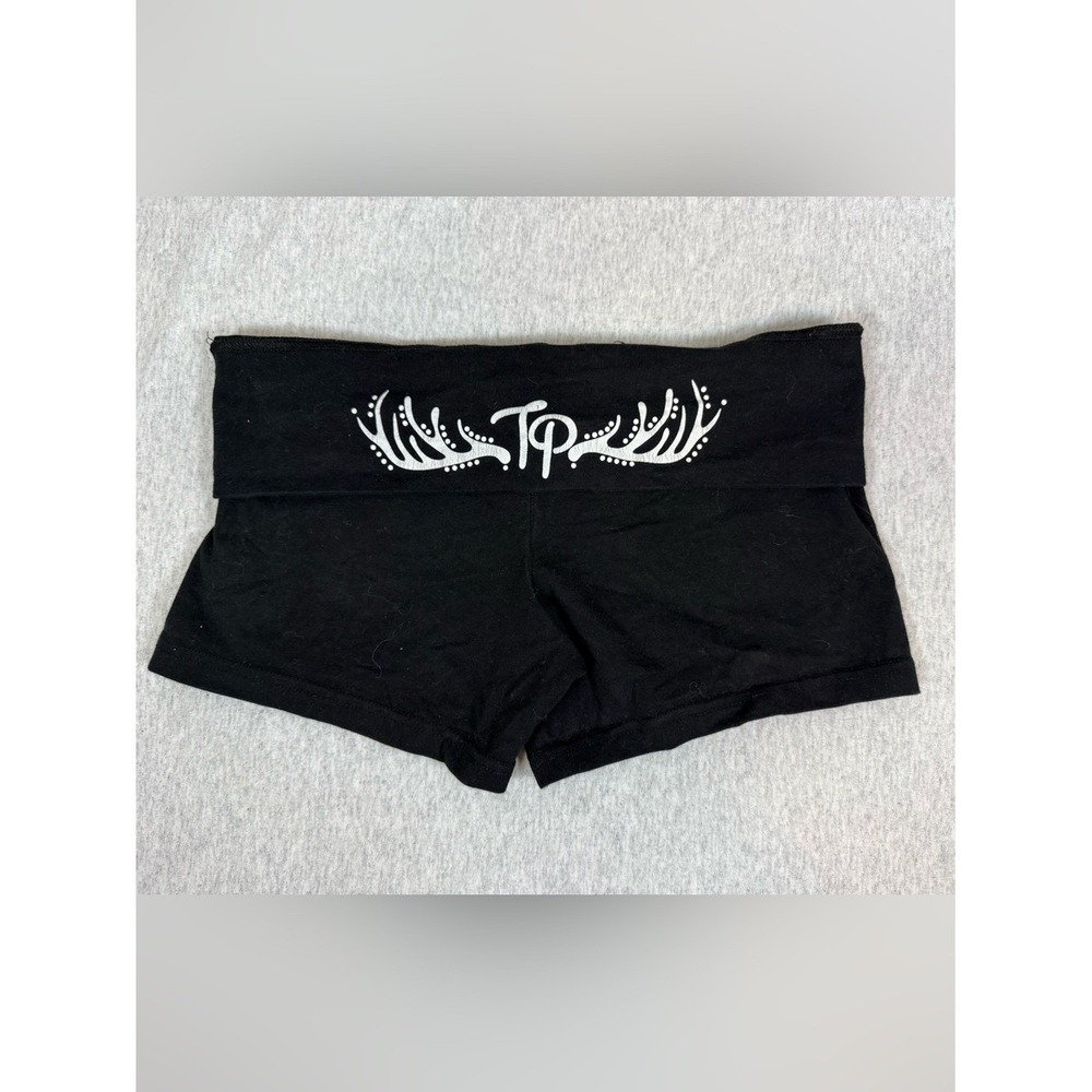 Twin Peaks Girls Fold-Over Waist Booty Shorts Black - Medium